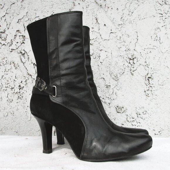 Cole Haan Shoes - Cole Haan black leather suede high ankle boots 10